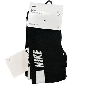 Nike Dri-Fit Multiplier Socks BLACK 2-pair Crew socks Size M Mens 6-8 W 6-10